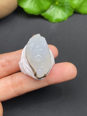 F45457942 翡翠镶嵌蛋面戒指 非金 总重约15.80g