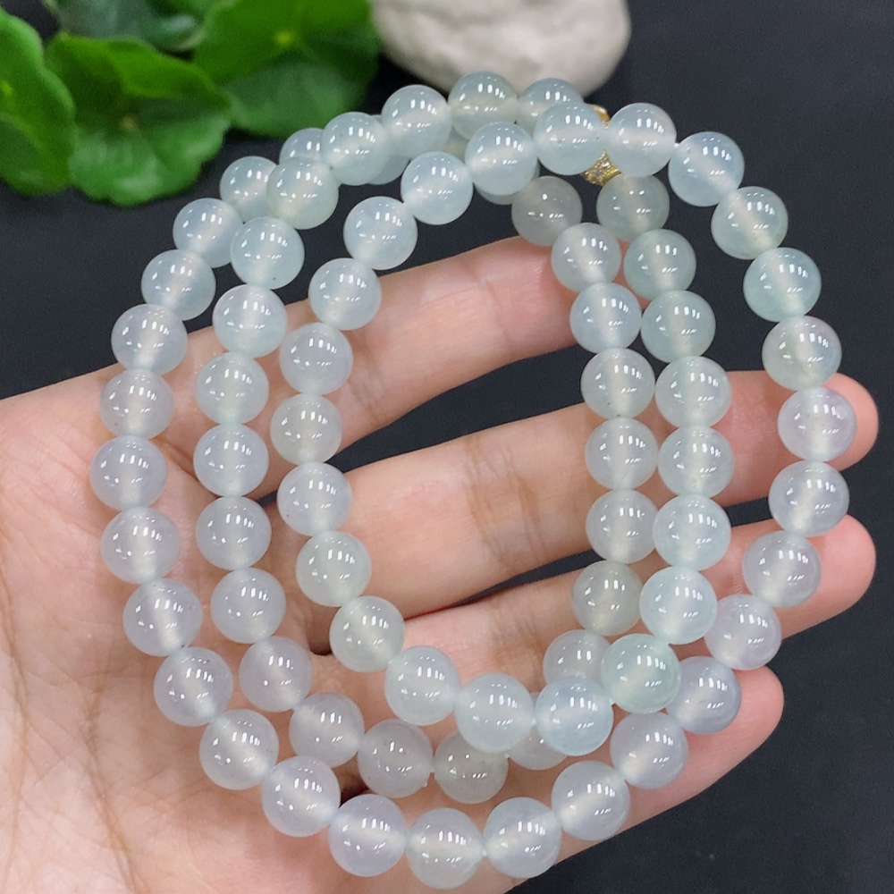 F34023752 Jadeite Bead Necklace Approx. 8.2mm Non-gold Total Weight Approx. 80.2g