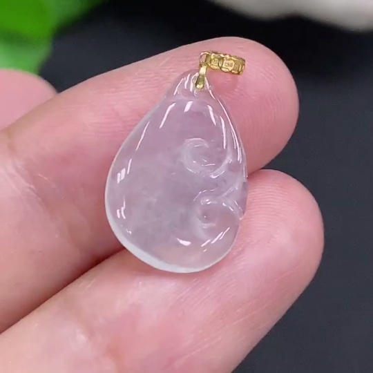 F31595597 JadeiteRuyi Pendant with 18K Gold Bezel, Total Weight Approx. 0.9g
