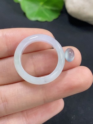 F46548366 翡翠指环/蛋面镶嵌件 圈口16 货品总重约4g