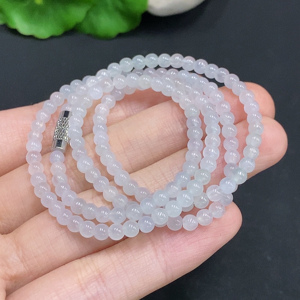 F32793604 JadeiteBeaded Necklace Approx. 3.6mm Non-Gold Total Weight Approx. 12.82g