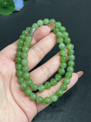 H34054555 Hetian Jade Jasper Beaded Necklace, approx. 7.5 mm, total weight approx. 40.9g