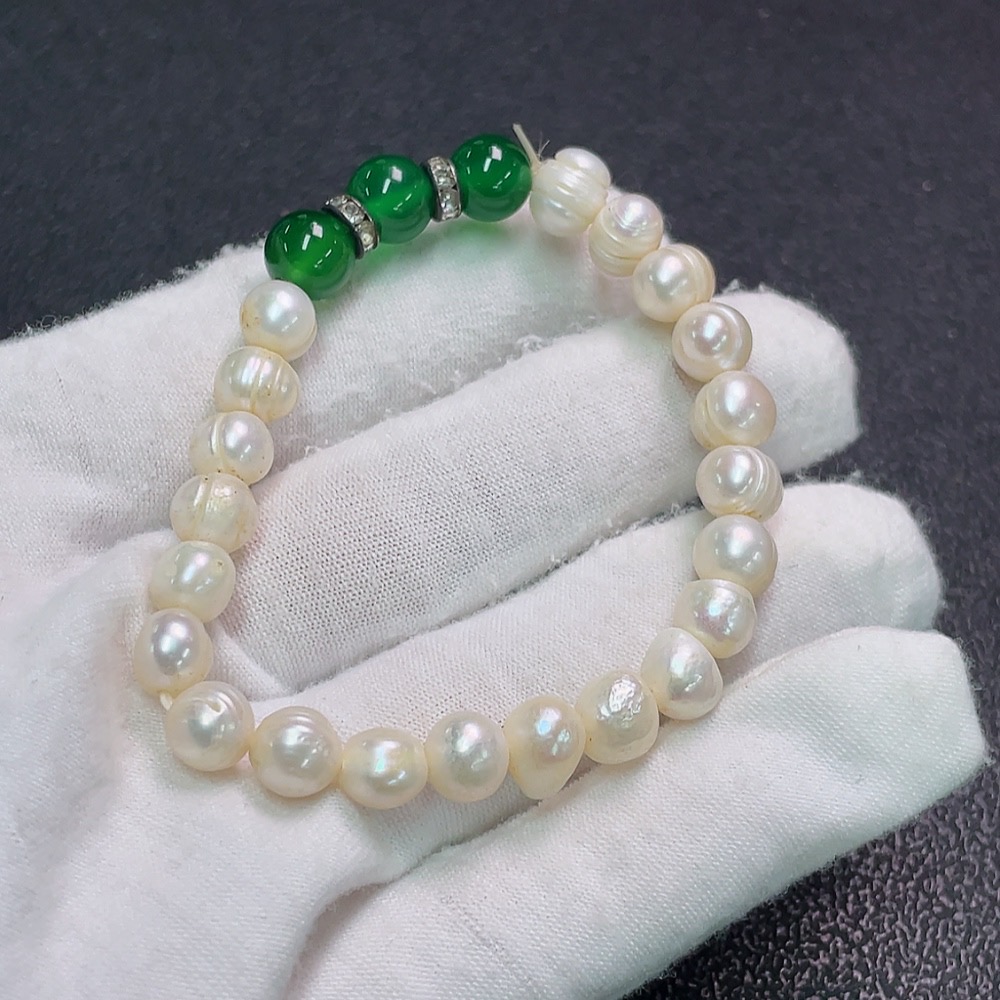 C33891308 Pearl Bracelet Non-Gold Stones May Be Non-Natural Total Weight Approx.13.33g Size About 7.5mm