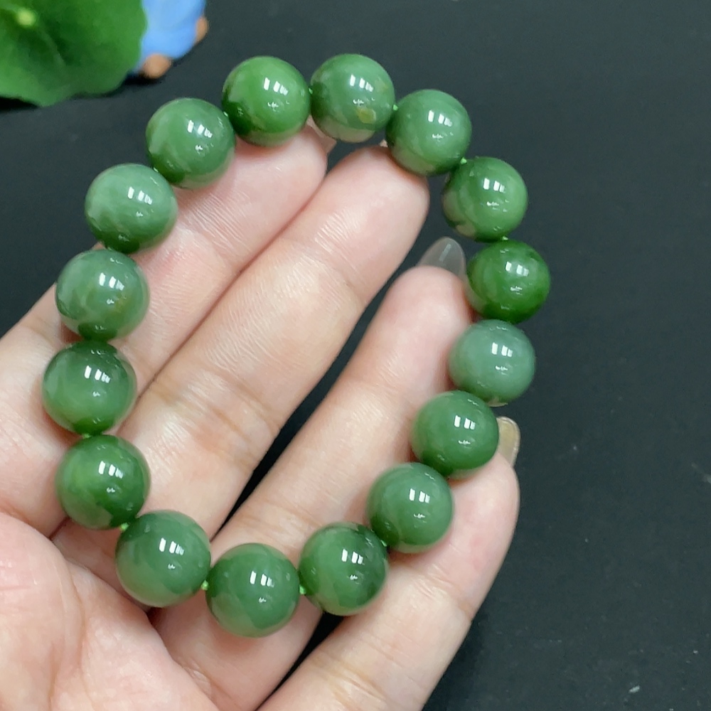 H31659266 Hetian Jade Bracelet Approx.11.6 mm Total Weight Approx.41.5g