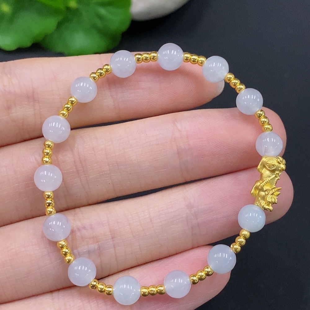 F28242302 Jadeite Bracelet Approx. 5.7mm Total Weight Approx. 4.7g Gold Content 99%