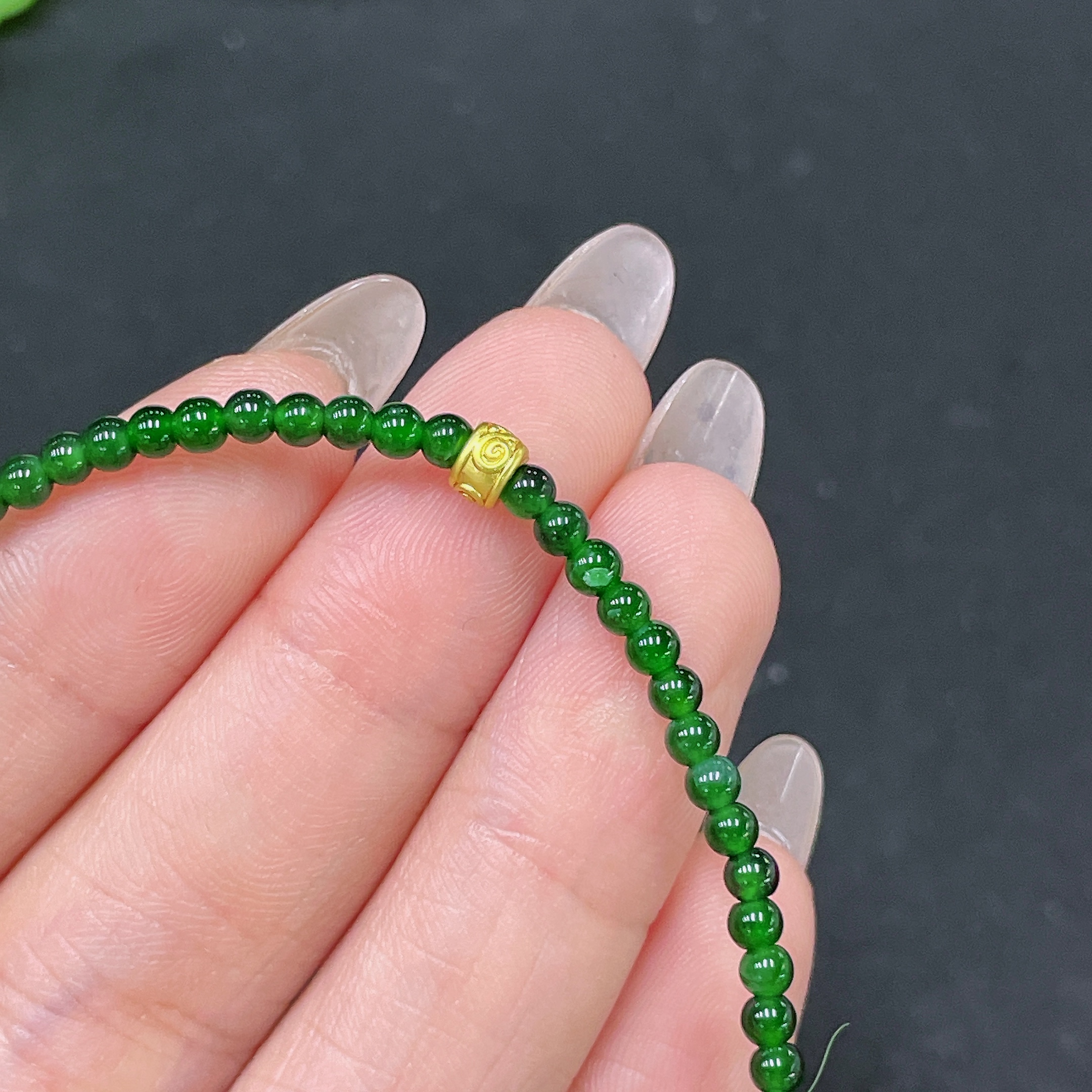 F35105611 Jadeite Bracelet Non-Gold Total Weight Approx. 3.38g Size About 3mm