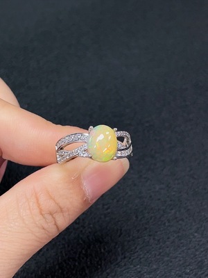 C34991079 Opal Ring, Non-Gold, Adjustable, Total Weight Approx. 3.25g, Stone Size 9.8*7.5mm
