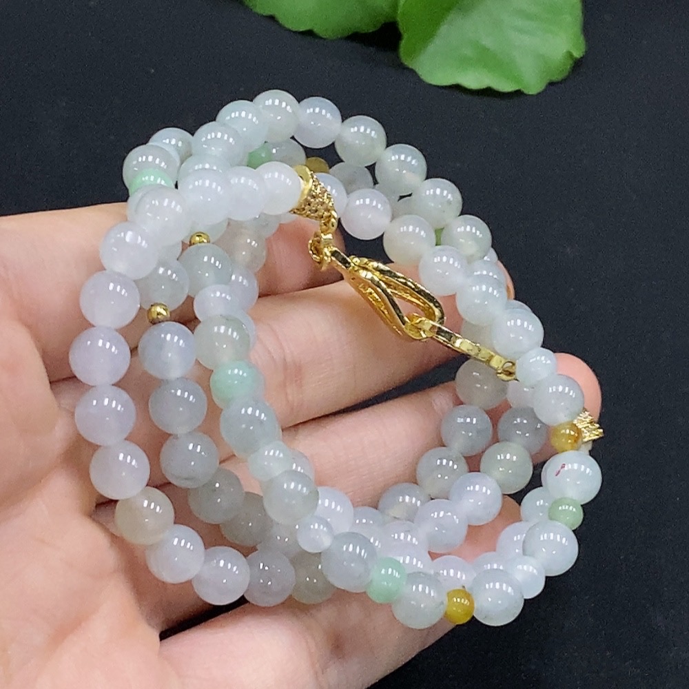 F32787558 Jadeite Bead Necklace Approx. 6.2mm Total Weight Approx. 41.3g Non-Gold Setting Color Origin Undetermined