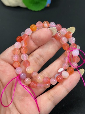 H42979622 盐源玛瑙手串 卡7.1mm左右 仅红色 货品总重约26g