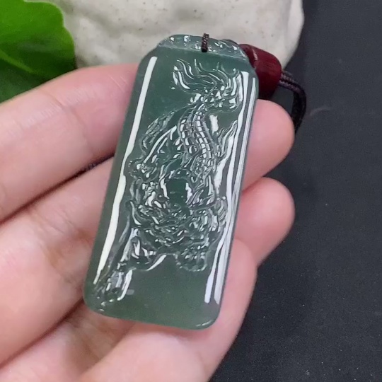 F34050725 Jadeite Lion Pendant Total Weight Including Rope Approx. 14.3g