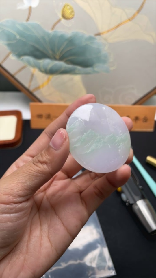 F33857021 Jadeite Landscape Pendant, Total Weight Approximately 27.7g