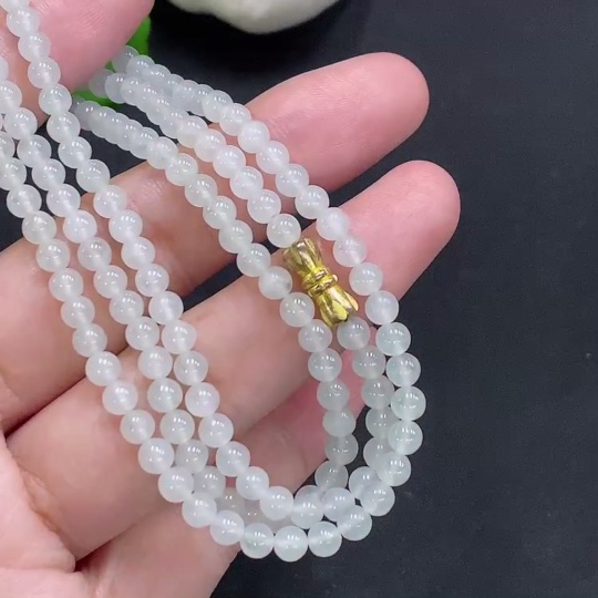 F33825690 Jadeite Bead Necklace Approx. 4mm Non-Gold Total Weight About 19g