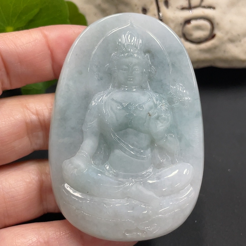 F15633255 Jadeite Guanyin Pendant Total Weight 59.450g