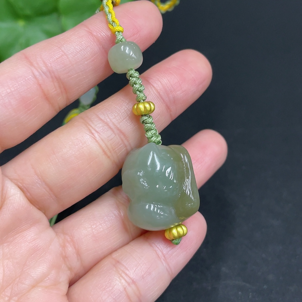 H34053041 Hetian Jade Pendant Cat Total Weight (including rope) Approx. 14.8g Accessories Not Hetian Jade