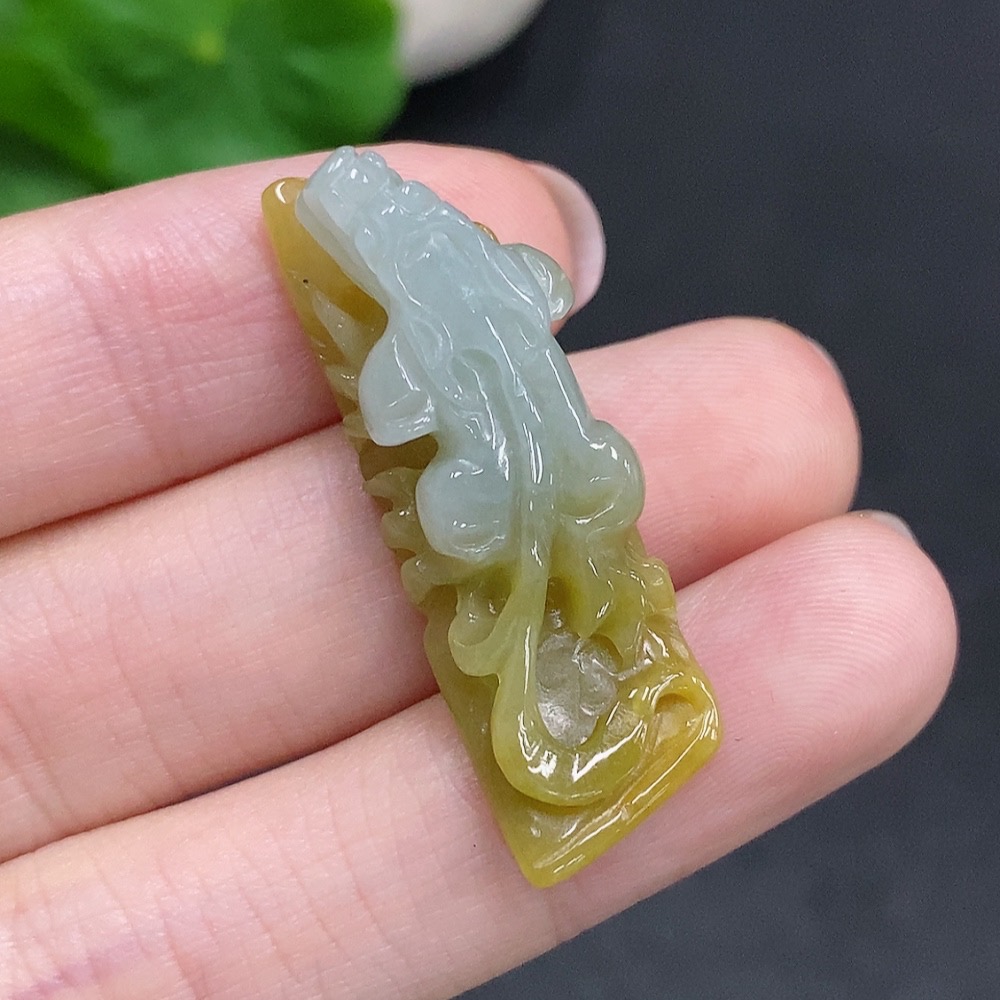F34962576 Jadeite Pixiu Pendant, Total Weight About 5.8g, Yellow Color Origin Undetermined