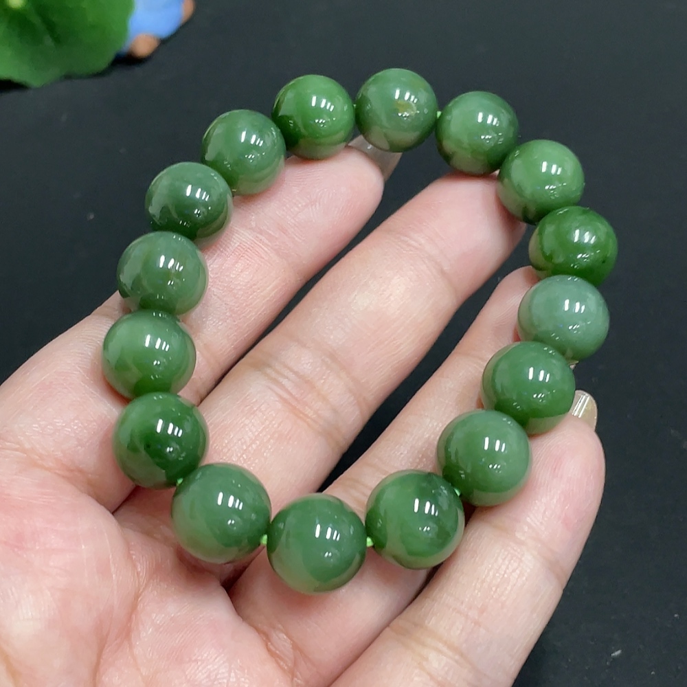 H31659266 Hetian Jade Bracelet Approx.11.6 mm Total Weight Approx.41.5g