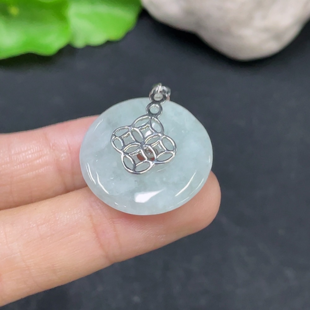 F31638428 JadeitePeace Button Pendant Non-Gold-Inlaid Total Weight Approx. 4.2g
