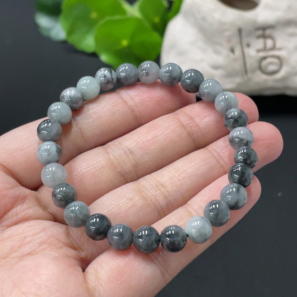 F34979085 Jadeite Bracelet Approx. 7mm Beads Total Weight Approx. 14.8g