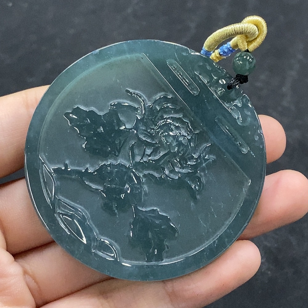 F34965245 Jadeite Pendant Flower Total Weight Approx. 42.97g