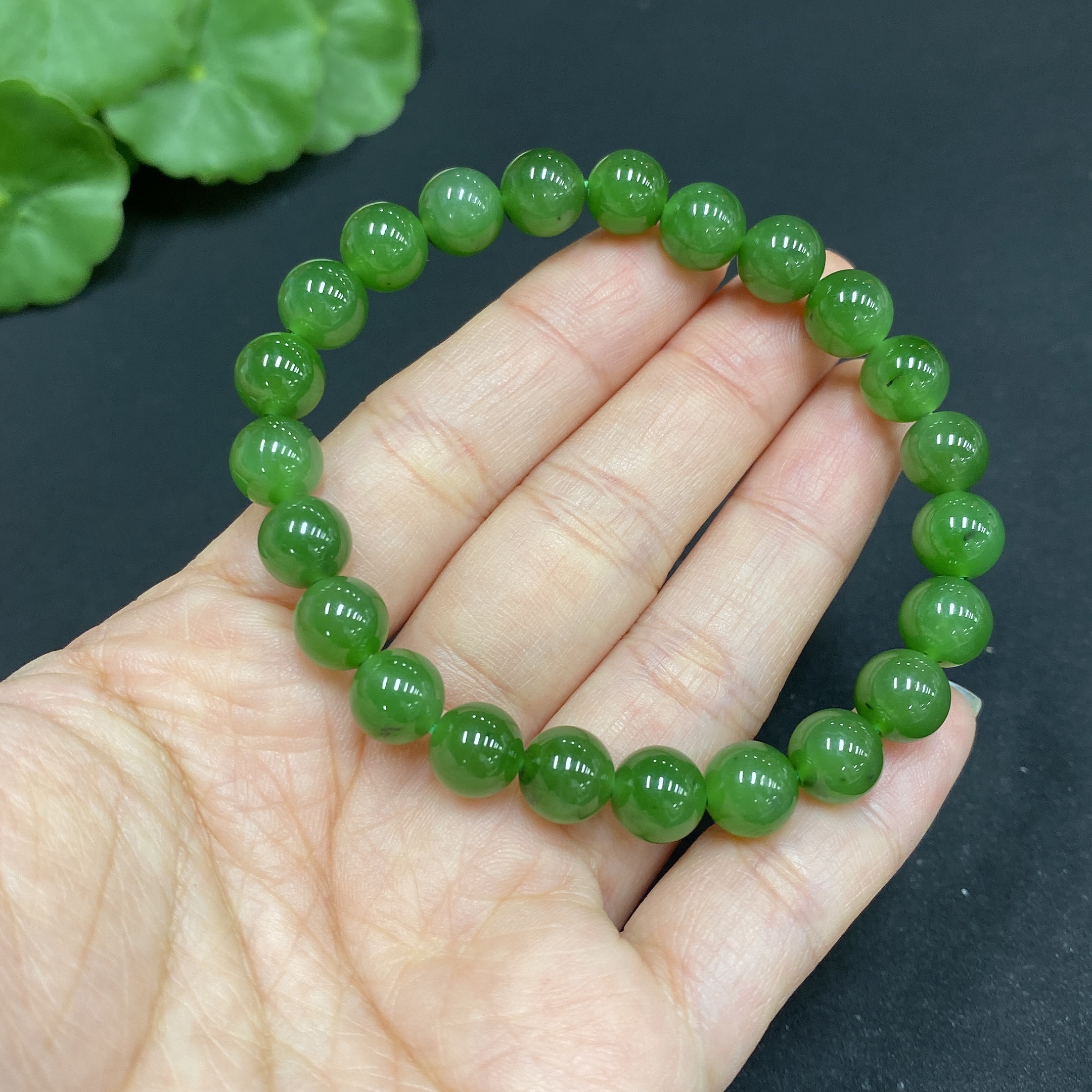 H34014840 Hetian Jade Jasper Bracelet Approx. 7.7 mm Total Weight Approx. 18.2g