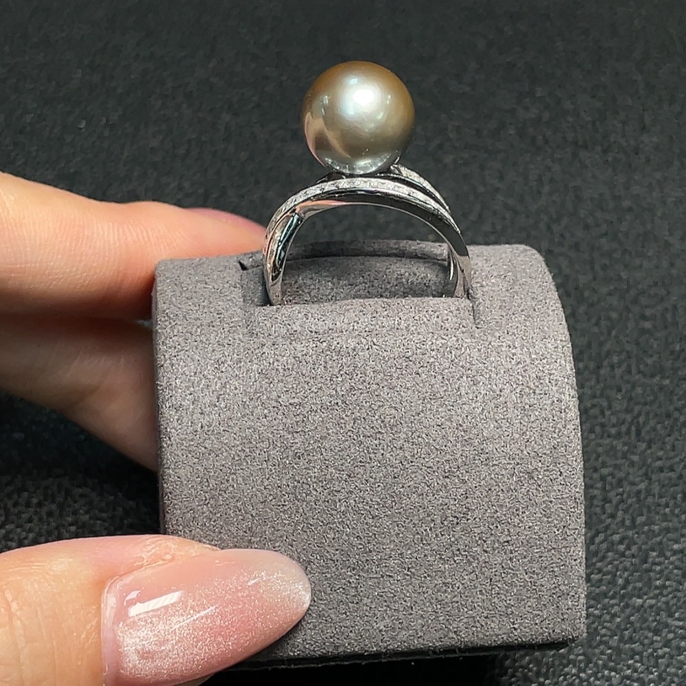 C30469709 Seawater pearl inlaid ring, non-gold setting, adjustable, size approx. 11.4mm, total weight approx. 5.15g, color origin undetermined