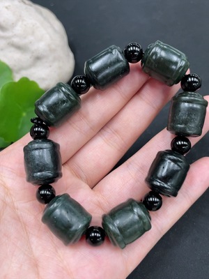 H30538467 Hetian Jade Bracelet (Non-Hetian Jade Beads) Total Weight Approx. 64.7g