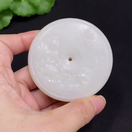 H34036564 Hetian Jade Pendant, Peace Buckle, Total Weight Approx. 94.7g