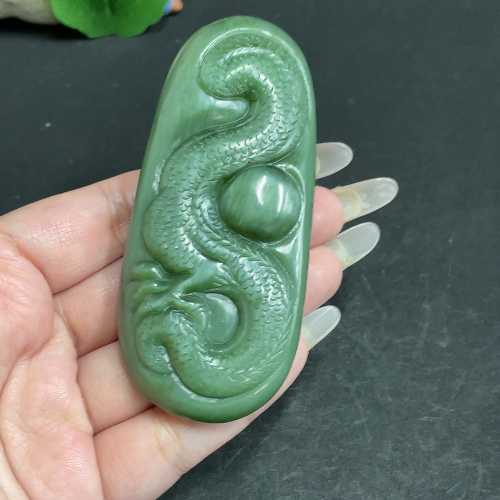 H28243875 Hetian Jade Handheld Piece Dragon Total Weight Approx. 117.1g