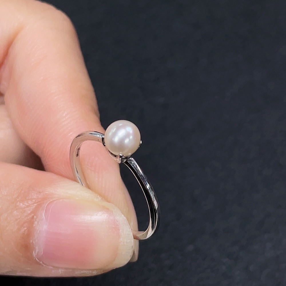 C34990659 Pearl Ring Non-Gold Total Weight Approx.1.25g Size 14 Stone 5mm