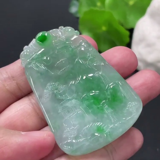 F34018416 Jadeite landscape pendant, total weight about 27g