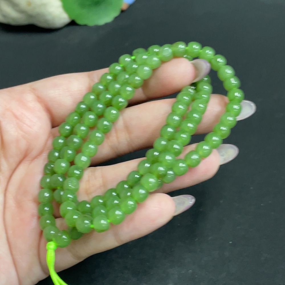 H34956861 Hetian Jade Bead Necklace, Approx. 5.8mm, Total Weight Approx. 36g