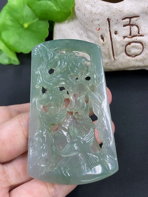 F46599053 翡翠花开富贵挂件 货品总重约33.16g