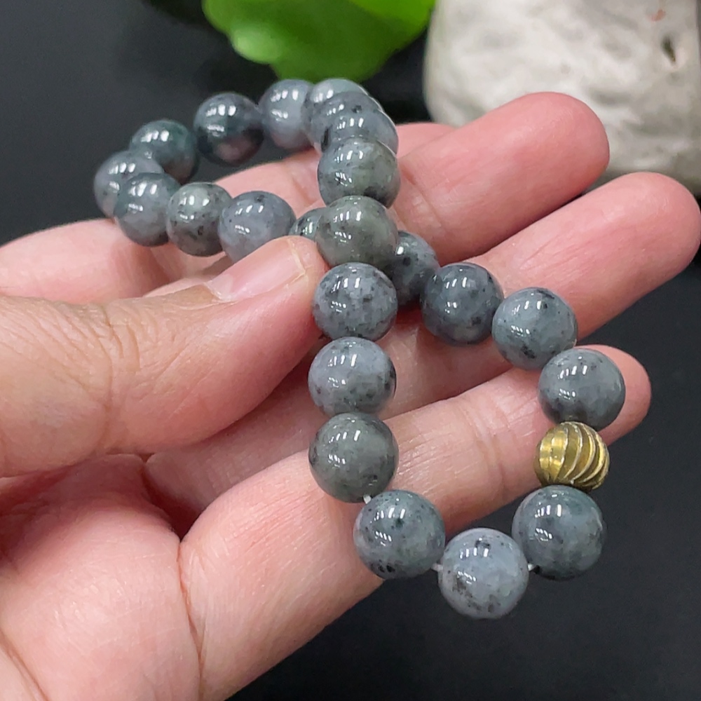 F34978300 Jadeite Bracelet with 8.7mm Beads, Total Weight Approx. 29.4g, Non-Gold Matching Beads