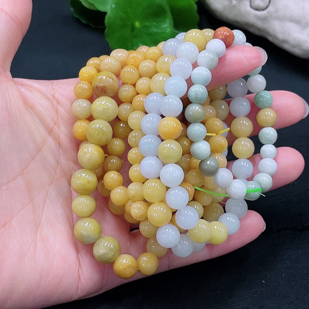F26997648 Jadeite Bracelet Size Approx. 6.5/8mm Color Origin Undetermined