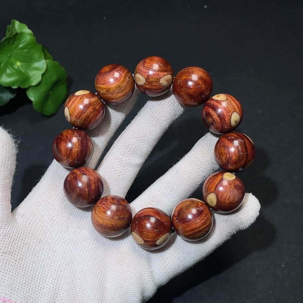 W33936975 Huanghuali Wood Bead Bracelet, Total Weight Approx. 43.7g, Size About 19.6mm