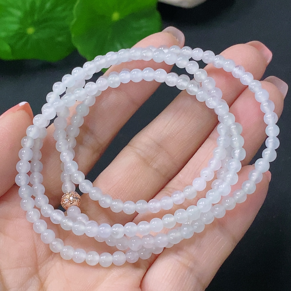 F27052029 Jadeite Bead Necklace Approx. 3.6mm Total Weight Approx. 13.47g