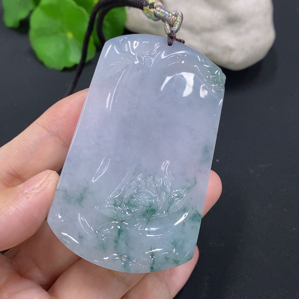 F30483742 Jadeite Pendant, Total Weight Including Rope Approximately 73.2g