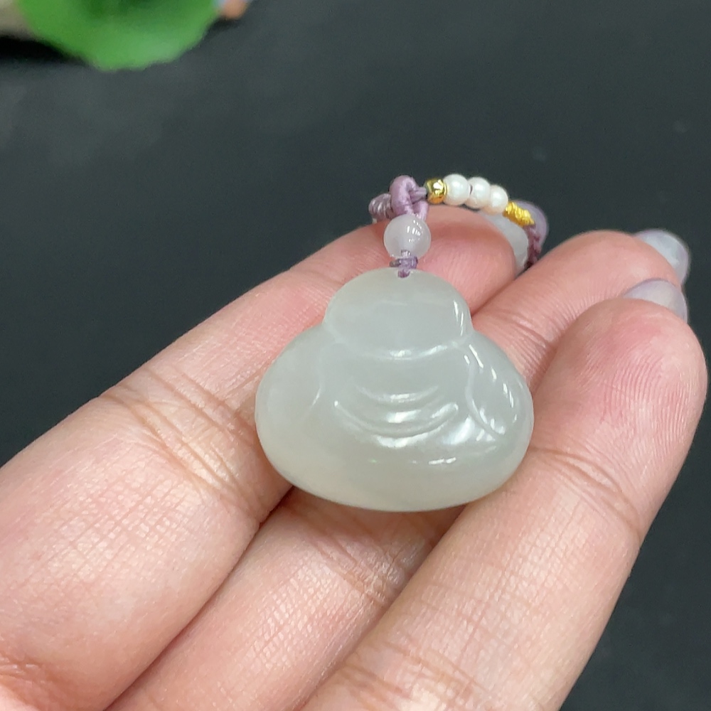 H33881089 Hetian Jade Pendant, Buddha, Total Weight: approx. 11g [with rope]