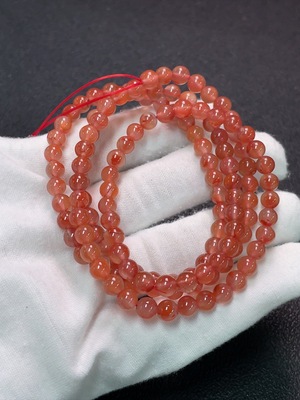 C34007393 South Red Agate Bead Strand with Visible Organic Matter, Total Weight Approximately 31.63g, Size About 5.6mm