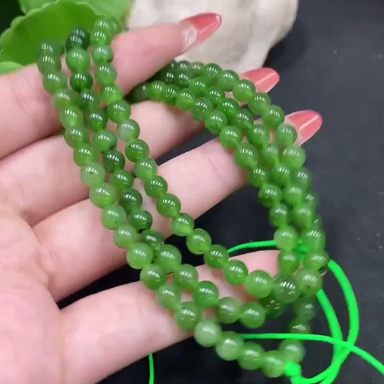 H35084205 Hetian Jade Bead Necklace, Approx. 5.5mm, Total Weight Approx. 32.1g