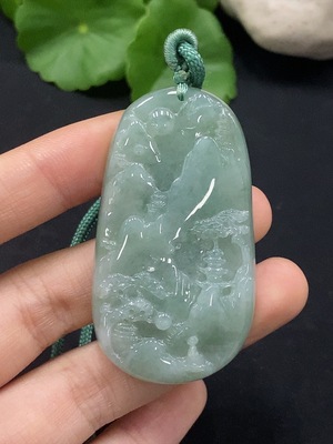 F29426973 Jadeite Landscape Pendant, Total Weight Approx. 32.3g