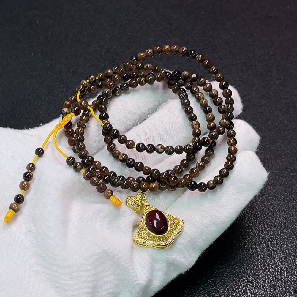 C34038743 Amber & Beeswax Pendant + Bead Strand, Non-Gold, Total Weight Approx. 7.51g, Sell as a Lot