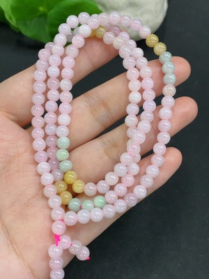 F34961441 Jadeite Bead Necklace Total Weight Approx. 31.4g Size About 5.2mm Yellow Bead Color Origin Undetermined