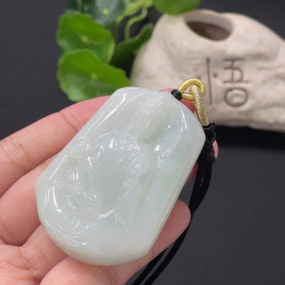 F35171521 Jadeite Guanyin Pendant, Total Weight Approximately 47.1g