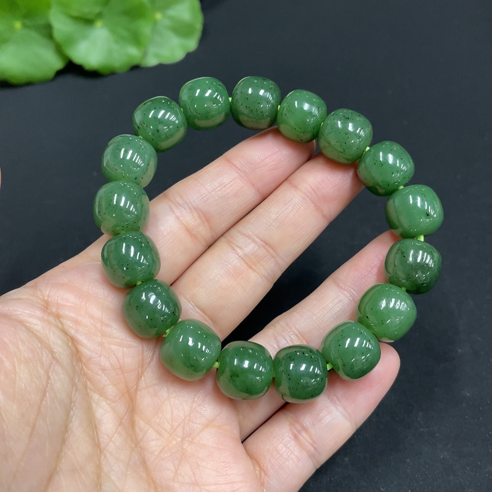 H35103434 Hetian Jade Jasper Bracelet, approx. 11.7mm, total weight about 48.3g