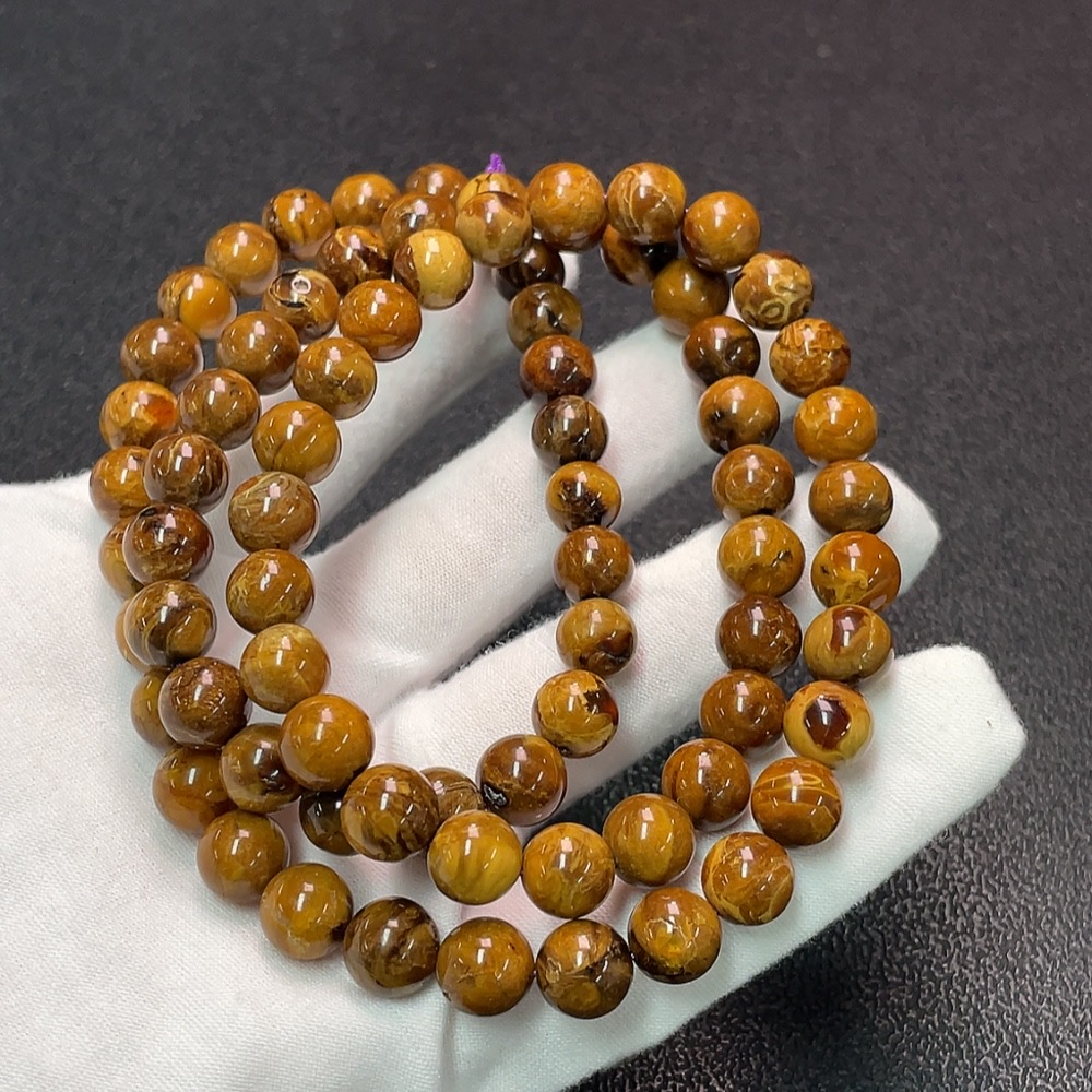 C34006606 Amber and Beeswax Bead Strand, Total Weight Approx. 31.71g, Size About 8.8mm