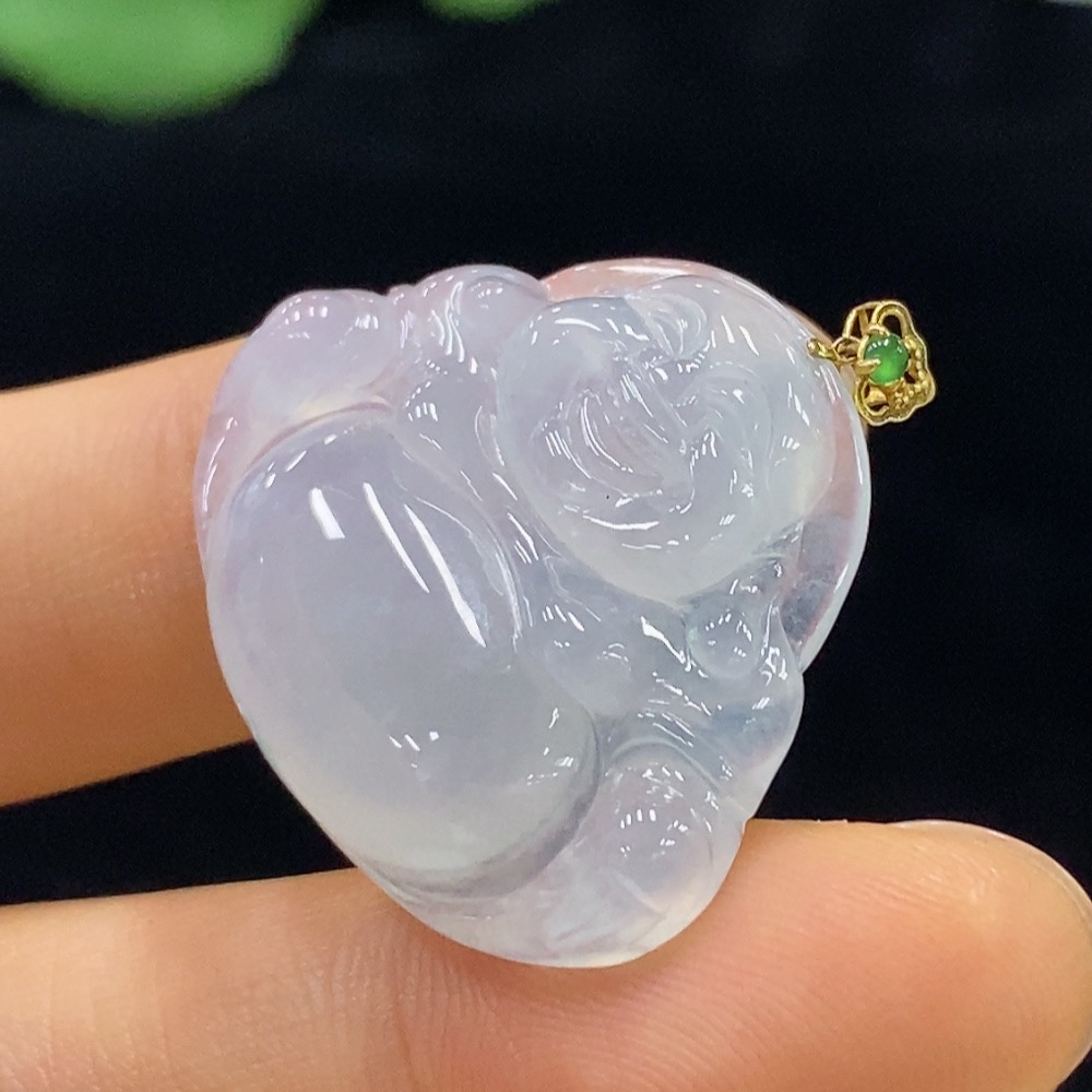 F34024852 Jadeite Buddha Pendant 18k Total Weight Approx. 6.11g