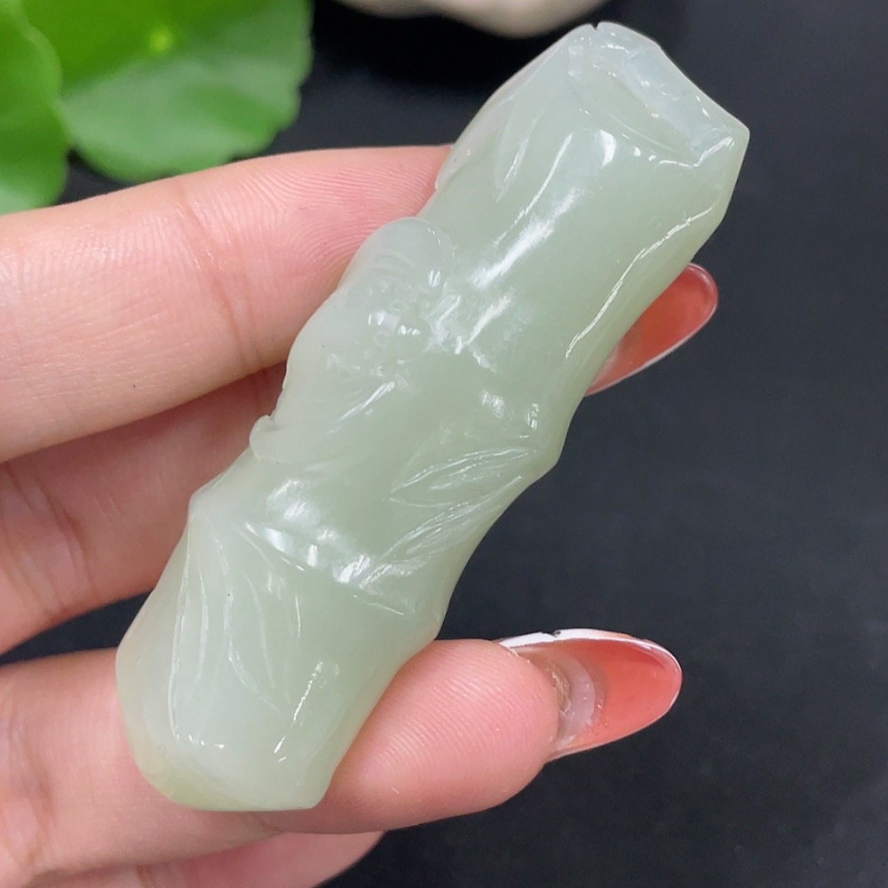 H34017325 Hetian Jade Pendant Bamboo Joint Total Weight About 30.6g