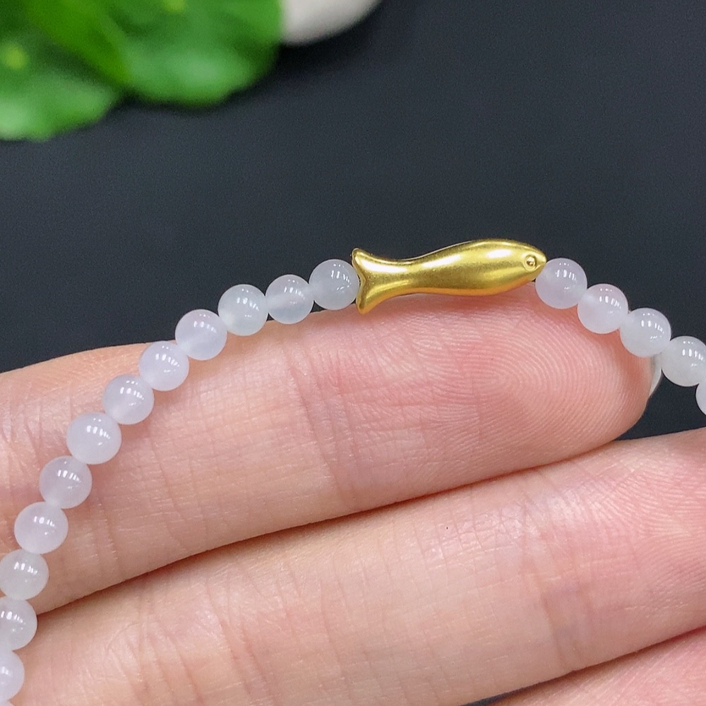 F31645931 Jadeite bracelet suspected to be gold-plated, total weight approx. 3.8g, size approx. 3.4mm