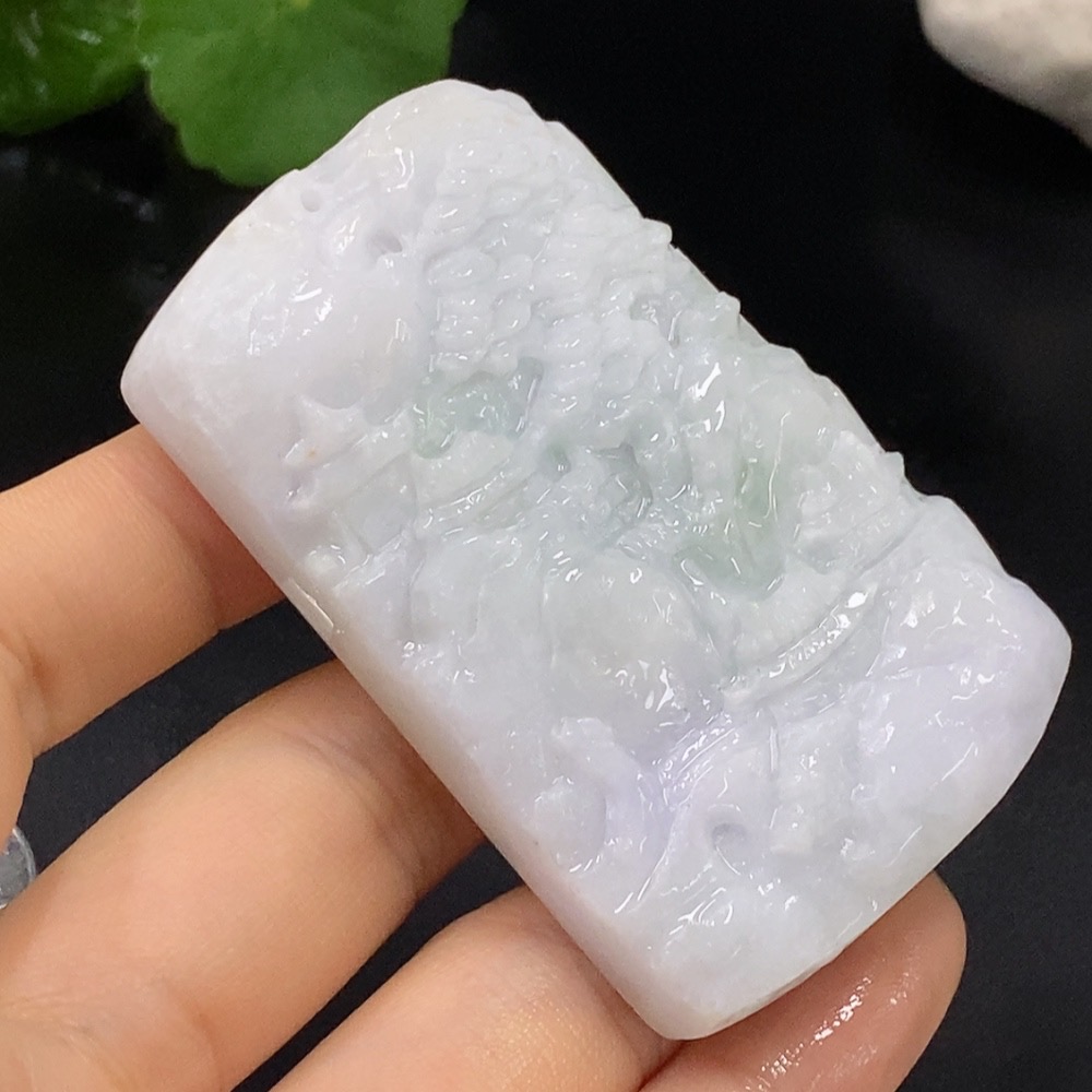 F28268376 Unpolished JadeiteLandscape Pendant (Approx. 87.43g Total Weight)